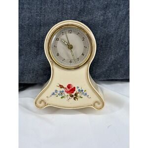 VTG Thorens Liebes Echo Musical Alarm Clock Swiss Movement Germany Floral *READ*